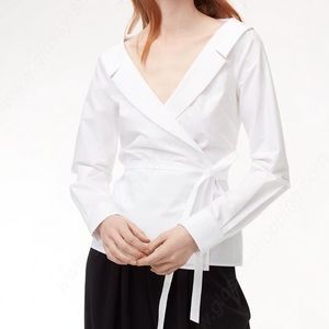 Aritzia Babaton Hasina Wrap Blouse White Cotton